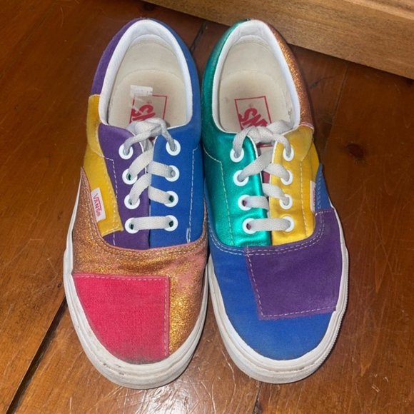 Vans Era Pride Patchwork Glitter Low Top Canvas Leather Sneakers Running Shoes - Picture 3 of 9